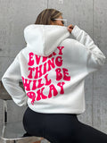 Fashion Pullover Every Thing Will Be Okay Creative Letter Hoody Female Casual Pocket Hoodie Fashion Loose Clothes Warm Comfortable Pullover