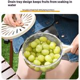 Kitchen Fruit Drain Basket With Lid Vegetable Washing Bowl Foldable Handle Cleaning Colander Plastic Refrigerator Crisper Kitchen Box Kitchen Gadgets