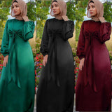 Fashion Modest Latest Maxi Kaftan Dubai Modest Turkey Muslim Women Satin Dress Islam Caftan Morrocan Dresses Vestidos Robe Femme