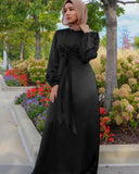 Fashion Modest Latest Maxi Kaftan Dubai Modest Turkey Muslim Women Satin Dress Islam Caftan Morrocan Dresses Vestidos Robe Femme