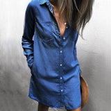 Fashion Top Denim Shirt Shirt Long Sleeve Women's Dress