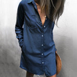 Fashion Top Denim Shirt Shirt Long Sleeve Women's Dress