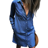 Fashion Top Denim Shirt Shirt Long Sleeve Women's Dress