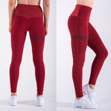 Fitness Fashion High waist solid color cross-border striped stretch yoga pants fitness bottoming nine points trousers