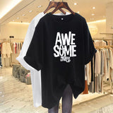 Fashion T-Shirt American Letter Crew Neck Cotton T-shirt Trendy