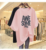 Fashion T-Shirt American Letter Crew Neck Cotton T-shirt Trendy