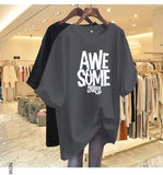 Fashion T-Shirt American Letter Crew Neck Cotton T-shirt Trendy