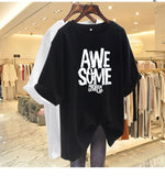 Fashion T-Shirt American Letter Crew Neck Cotton T-shirt Trendy