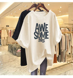 Fashion T-Shirt American Letter Crew Neck Cotton T-shirt Trendy