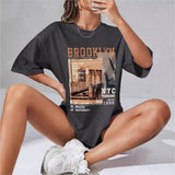 Fashion T-Shirt Women's Cotton T-shirt Letter Short Sleeve Comfy Trendy