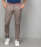 Regular Fit Men Polyester Grey Trousers