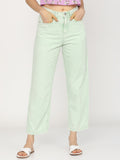 Flared Women Light Green Jeans