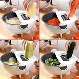 Kitchen Vegetable Cutter- 7 in 1 Multifunction Magic Rotate Vegetable Cutter with Drain Basket Large Capacity