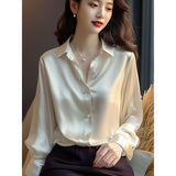 Fashion Top Professional Retro Unique Chic Purple Blouse/ Shirt Women Tops Satin Trendy