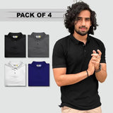 Best Seller Polo Neck T-shirt Poly Matte Solid Half Sleeves Men's Polo T-Shirt Pack Of 4