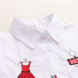 Fashion Top Bright Embroidered shirt solid color casual shirt