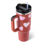 Best Flask 40 Oz Tumbler With Handle Straw Insulated, Stainless Steel Spill Proof Vacuum Coffee Cup Tumbler With Lid Tapered Mug Gifts For Valentine Lover Suitable For Car Gym Office Travel