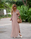 Fashion Maxi New Geometric Printed V-neck Long Dress Fashion Long Sleeve Slit Dresses For Women