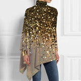 Fashion Top Bold Gold Shirt Loose T-shirt Bottoming Shirt For Women Party Wear