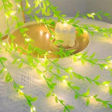 Lighting Green Leaf Artificial Curtain LED String Light, 200 LEDs, 8 Modes, Remote Control