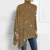 Fashion Top Bold Gold Shirt Loose T-shirt Bottoming Shirt For Women Party Wear