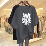 Fashion T-Shirt American Letter Crew Neck Cotton T-shirt Trendy