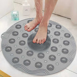 Home Shower Accessories Bathroom Mat- Silicone Non Slip Round Bathroom Mat/ Anti-Slip Safe Bath Essential