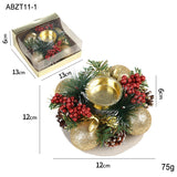 Home Decor Christmas Candle Metals Candlestick Wreath Artificial Pinball Pinecone Candle Holder Fake Leaves Xmas New Year Home Table Decor