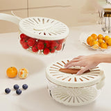 Kitchen Fruit Drain Basket With Lid Vegetable Washing Bowl Foldable Handle Cleaning Colander Plastic Refrigerator Crisper Kitchen Box Kitchen Gadgets