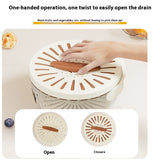 Kitchen Fruit Drain Basket With Lid Vegetable Washing Bowl Foldable Handle Cleaning Colander Plastic Refrigerator Crisper Kitchen Box Kitchen Gadgets