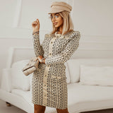 Fashion Knitted Wear European And American Knitted Button Dress Add Style Quotient To Your Wadrobe