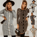 Fashion Knitted Wear European And American Knitted Button Dress Add Style Quotient To Your Wadrobe