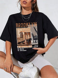 Fashion T-Shirt Women's Cotton T-shirt Letter Short Sleeve Comfy Trendy