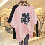 Fashion T-Shirt American Letter Crew Neck Cotton T-shirt Trendy