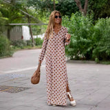 Fashion Maxi New Geometric Printed V-neck Long Dress Fashion Long Sleeve Slit Dresses For Women