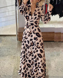 Fashion Maxi New Modest Leopard Print Long Sleeve Dress