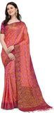 Woven Banarasi Cotton Silk Saree Pink - Blue