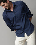 Men Solid Casual Black Shirt DBLUE