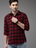 Men Solid Casual White Shirt Black, Red