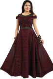 Women Printed Flared Kurta Maroon