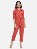 Solid Women Jumpsuit ORANGE