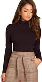 Casual Full Sleeve Solid Women Maroon Top Black