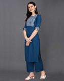 Women Chevron/Zig Zag, Geometric Print, Printed Straight Kurta Blue